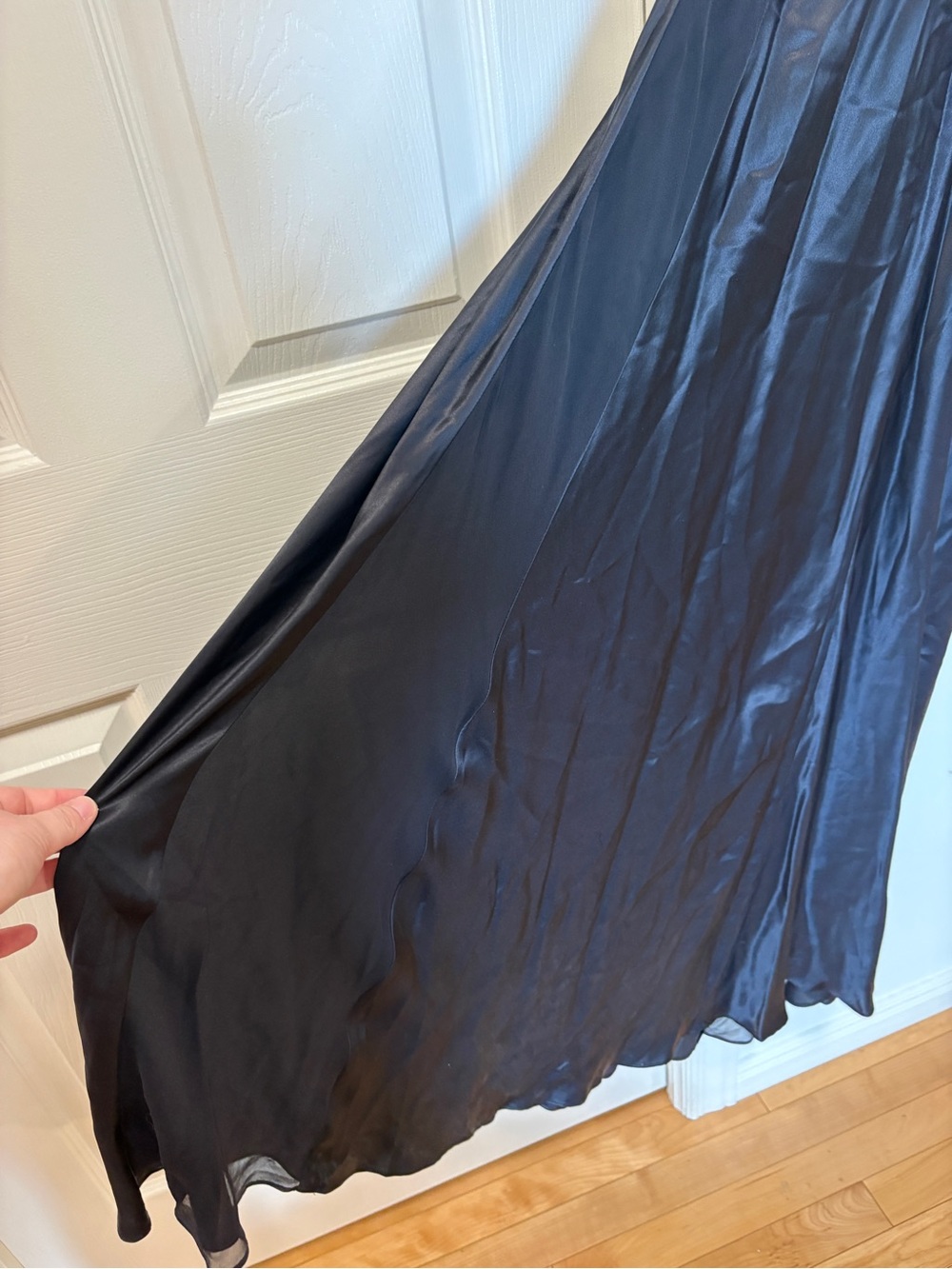 Vintage Y2K Black 100% Silk Slip Dress Sheer Maxi Goth Fairycore Dress L - Picture 10 of 15